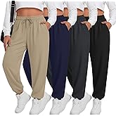 Sweetyweee 4 Pack Women's Plus Size Sweatpants Drawstring Loose Fit Joggers Comfy Casual Athletic Yoga Pants with Pockets