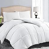 EASELAND Down Alternative Comforter Full Size- Quilted Duvet Insert for All Seasons, Soft Cozy with Corner Tabs, Summer Winter Warm Bedding, Pure White 82×86
