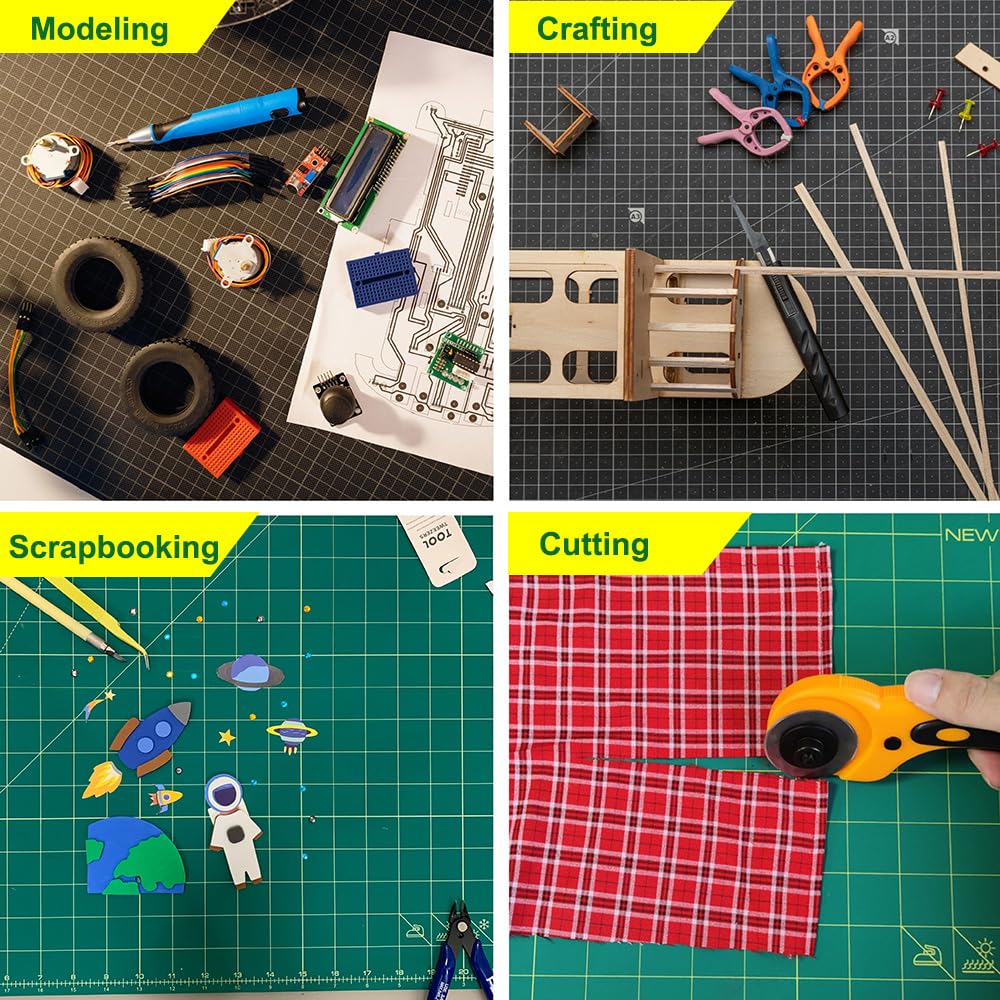 NEWBRAUG 18'' × 24'' Perfect Self Healing Cutting Mat, Non-Slip Gridded Rotary Cutting Board, Necessary for Quilting, Sewing, Craft, Fabric & Scrapbooking(Green/Black)…