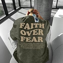 Kelxjia Christian Shirts for Men Faith Over Fear