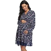 PENGEE Women's Nursing Robes Breastfeeding Bathrobes Maternity Nightgown Labor Delivery Postpartum Gown 3 in 1