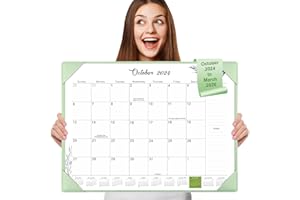 Gannyfer Large Desk Calendar 2024-2025 with Desktop Mat, Simplified 22" x 17" Desktop Pad Calendar, 18 Month Table Calendar from October 2024 to Dec 2025, Office Supplies Perfect for Home and Office - Green