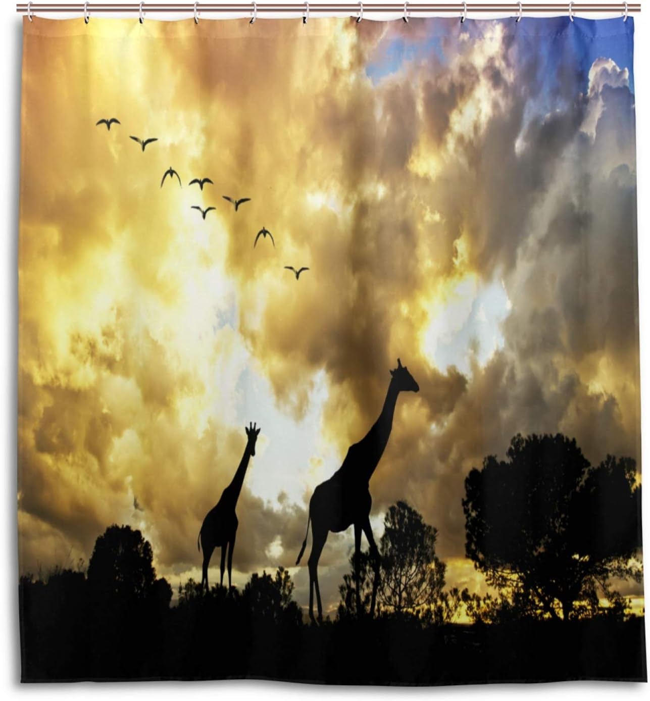 Duschvorhang mit Giraffen-Motiv, wasserabweisend, mit verstärkten