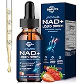 Liposomal NAD+ Liquid Supplement, Nad Resveratrol Supplement for Women & Men, Nicotinamide Riboside with PQQ, CoQ10, Quercetin for Anti-Aging, Brain, Cellular Energy Health, Strawberry Flavor, 2 Fl Oz