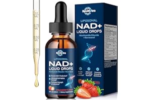 REVINUTRA Liposomal NAD+ Liquid Supplement, Nad Resveratrol Supplement for Women & Men, Nicotinamide Riboside with PQQ, CoQ10, Quercetin for Anti-Aging, Brain, Cellular Energy Health, Strawberry Flavor, 2 Fl Oz