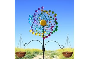 TUOKIUHN Wind Spinners Large Metal Outdoor Windmill Garden Spinner Yard Spinners Kinetic Lawn Art Patio Wind Spinners Garden Decor