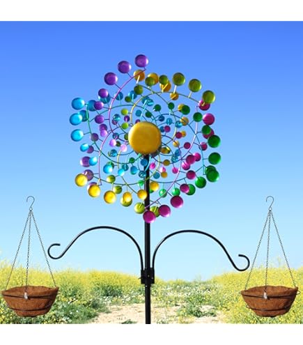 Solar Wind Spinner With Lights – 60" Garden Decor, Colorful Outdoor Art