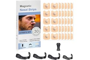 Magnetic Nasal Strips for Breathing and Anti-Snoring, Skin-Friendly Design for Men and Women (30 pairs)