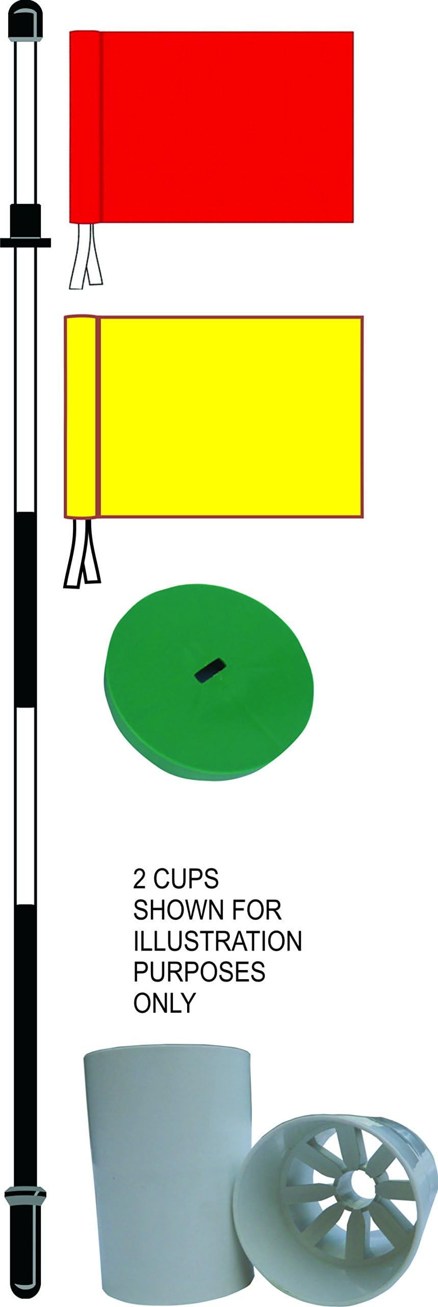 Flag Pin, RED AND YELLOW Flag & hole cup & CUP COVER (Professional one piece 6ft pin)