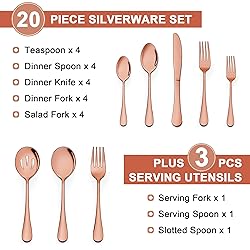 LIANYU 23-Piece Copper Silverware Set with Serving