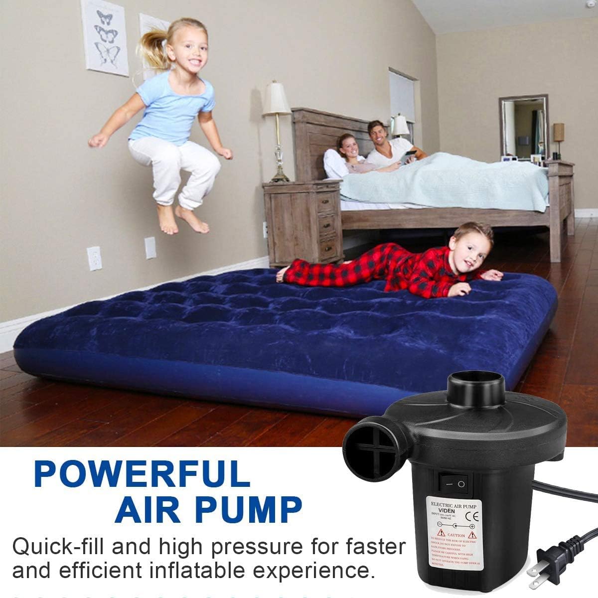 VIDEN Air Pump for Inflatables, Electric Mattress Pumps, for Inflatable Pool, Airbed, Camping, Sports, Kids Paddling Pools & Toys, with 3 Nozzles, Quick-Fill 110-120V, Portable, Black: Home & Kitchen