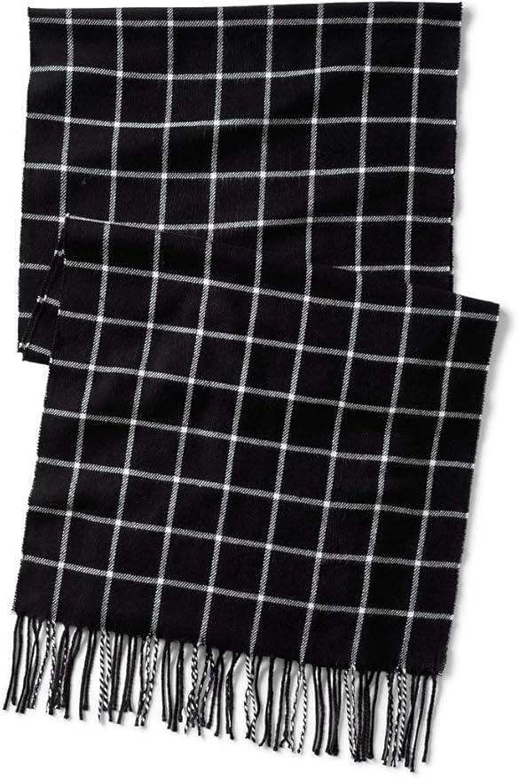 Lands' End Womens CashTouch Scarf Black Windowpane Regular No Sz at Amazon Menâs Clothing store