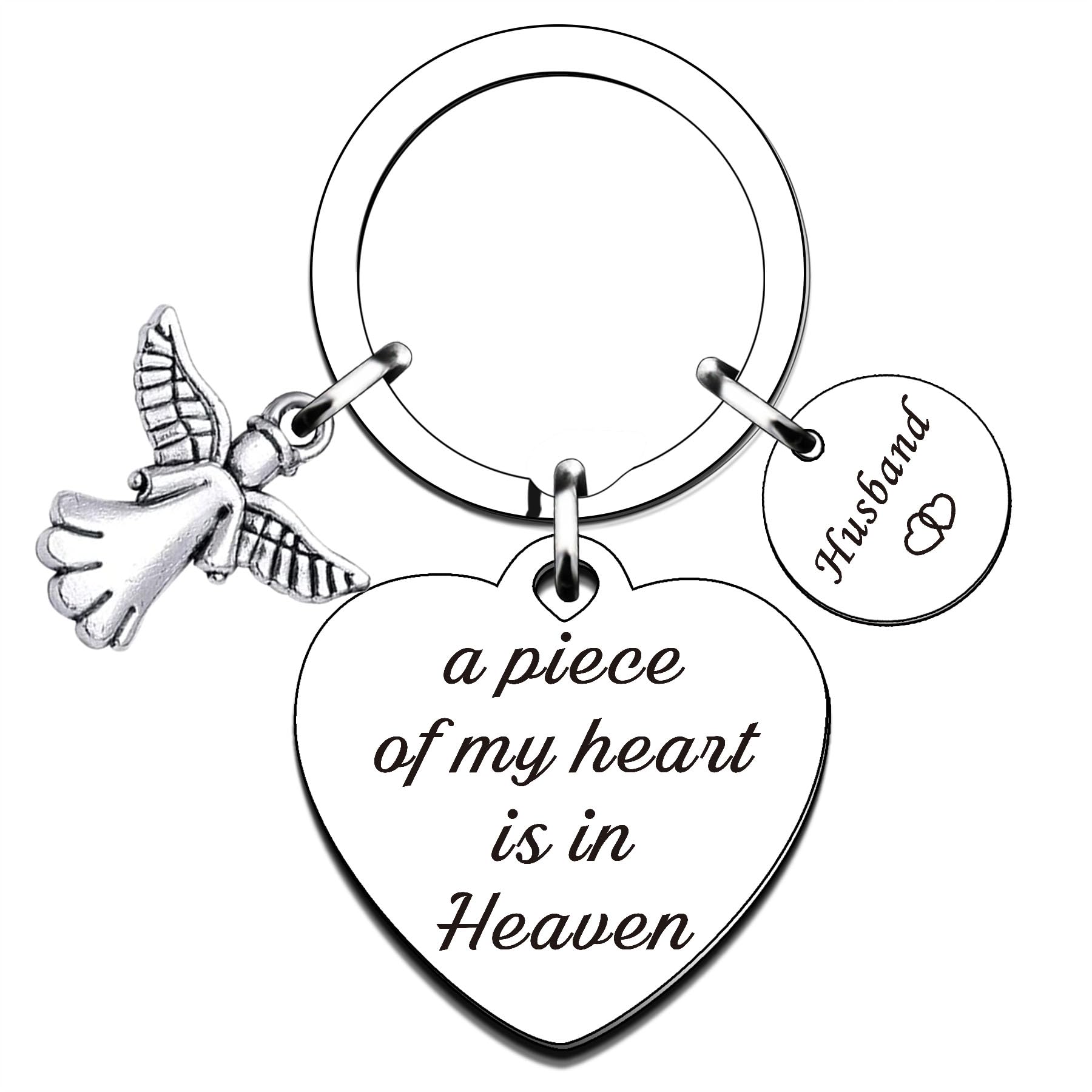 QMVMV Husband Memorial Keyring Gifts A Piece of My Heart is in Heaven Keyring Remembrance Sympathy Gift Loss Memorial Keychain Gift in Memorial of Husband Gift