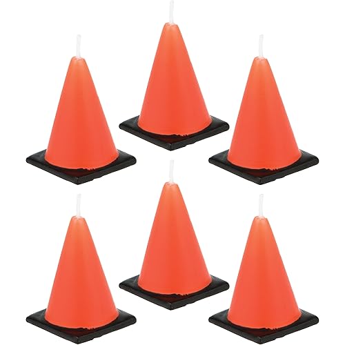 Creative Converting 6-Count Molded Candles, Cone-Shaped Under Construction - - Amazon deal for $7.35