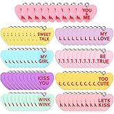 DTOFOOT 90 Pcs Valentines Heart Charms, Conversation Candy Flat Resin Pendants for Valentine's Day Jewelry Making Beads DIY Crafts Bracelets Necklace