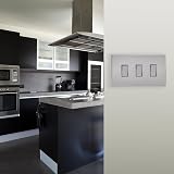 Varilight Triple 2-Way Light Switch Screwless Brushed Steel Twin Plate view 2