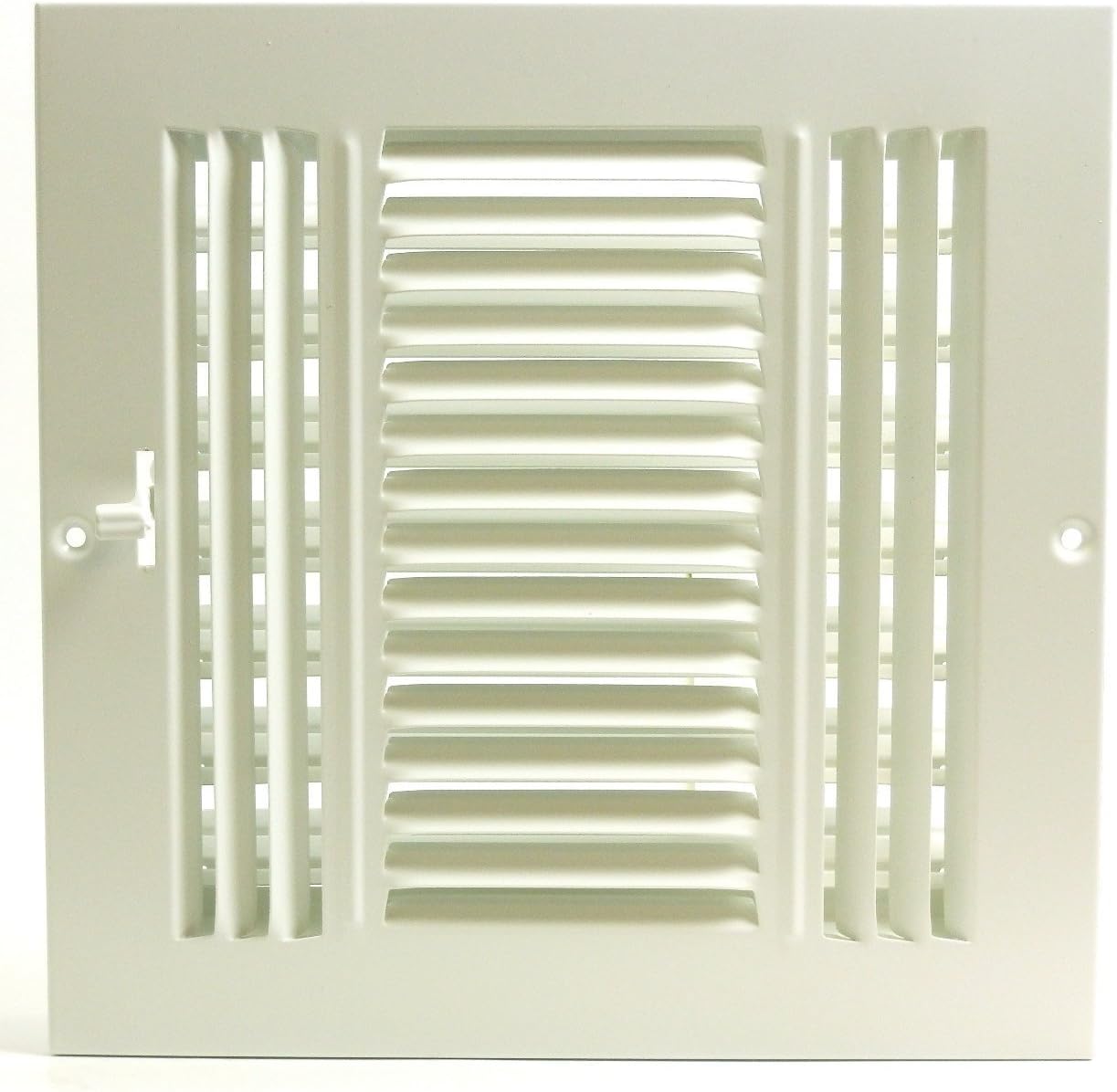 6" X 4" 3-Way AIR Supply Grille - Vent Cover & Diffuser - Flat Stamped Face - White [Outer Dimensions: 7.75"w X 5.75"h]