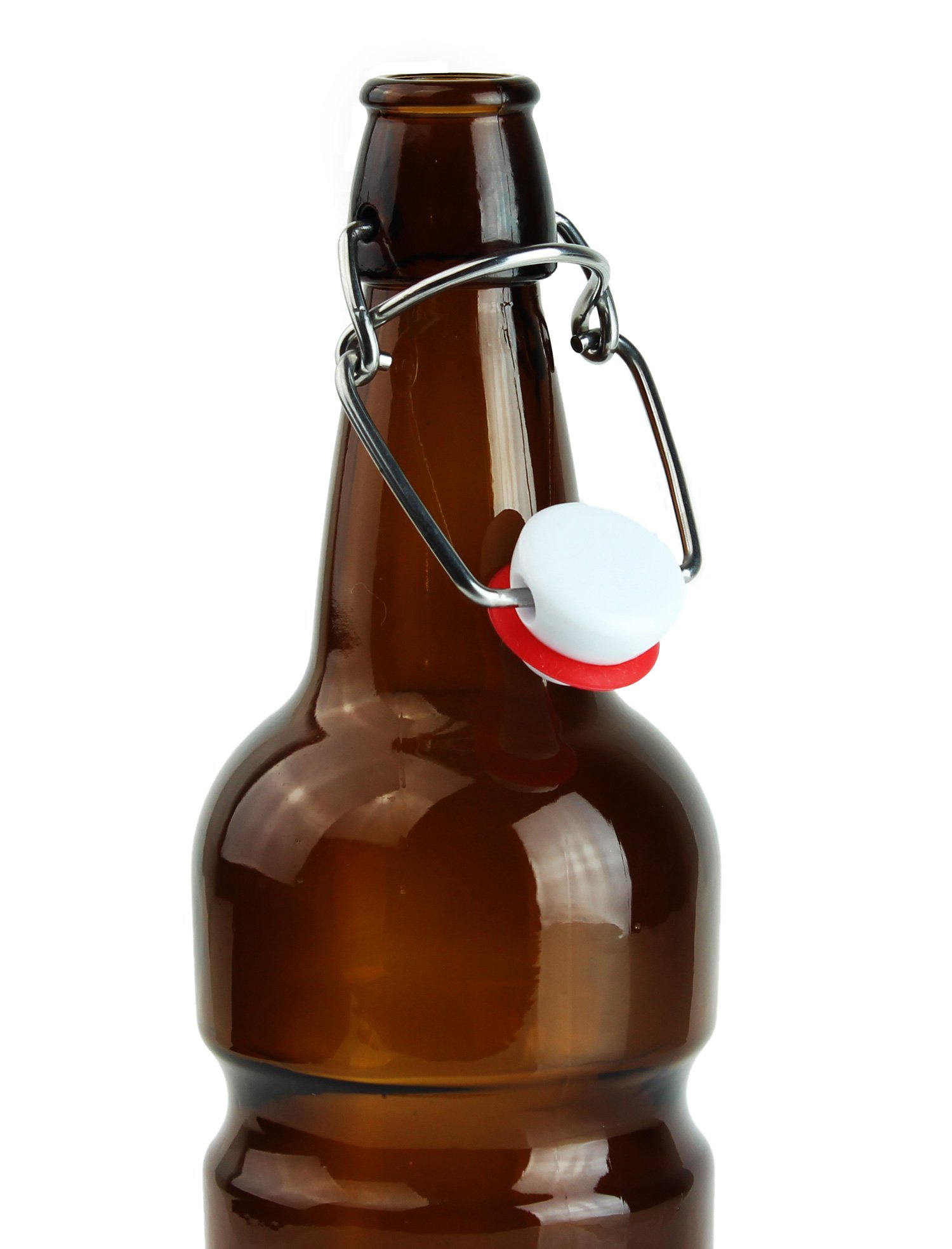 TeiKis 16oz Kombucha/Beer Bottles (12 PackAmber) with Funnel + Brush