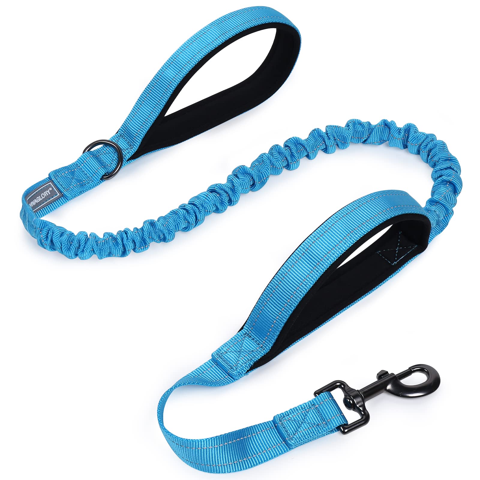 VIVAGLORY Dog Lead Pullsafe Bungee Dog Lead, Leash with 2 Padded Handle & Double Handle for Training & Walking, Bungee Anti Pull for Pet That Pull, 1.2m x 2.5cm, Blue