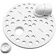 Generic 6-1/2 Inch Plastic Floor Drain Cover with Drain Ports, Includes Fittings, Replacment Floor Strainer Kit 6.5"", White, JR1001