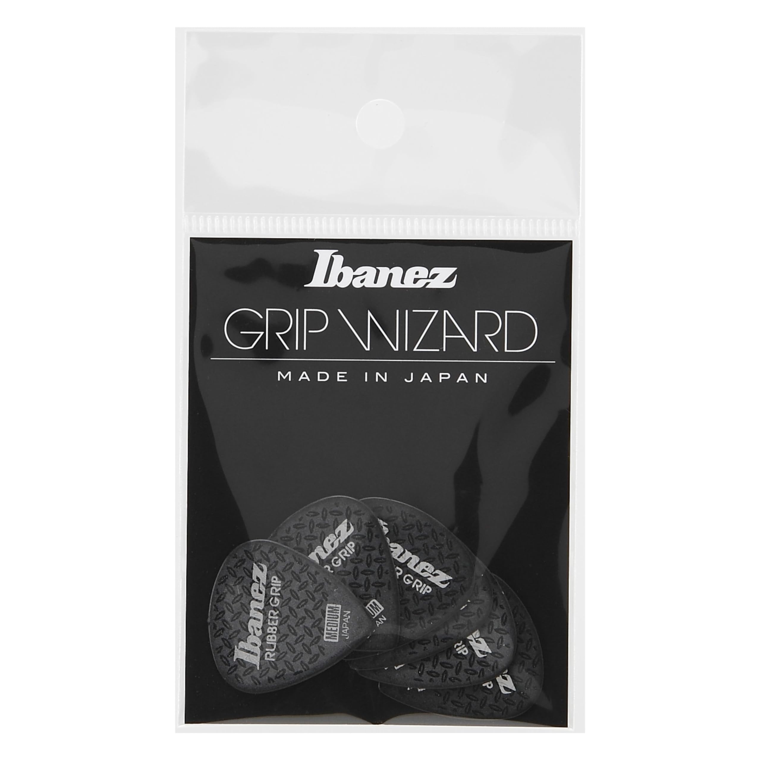 Ibanez PA16MRG-BK Grip Wizard Series Rubber Grip Pick 0.8mm Black 6 Pack