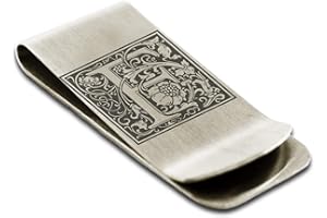 FLAMEREFLECTION Stainless Steel Money Clip For Men Dad Boy Friend Father Floral Initial Letter Box Monogram Wallet Cash Card Holder