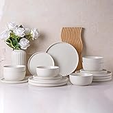 AmorArc Stoneware Dinnerware Sets for 6,Reactive Ceramic Plates and Bowls Set,Highly Chip and Crack Resistant | Dishwasher & Microwave Safe | Round Dishes Set Service for 6 (18pc),Matte White