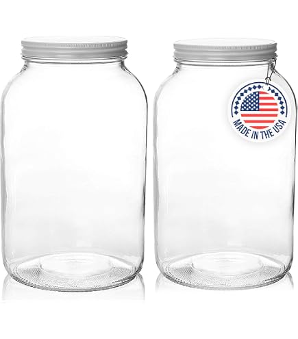2-Pack 1 Gallon Glass Jars With Lids – For Water Glassing Eggs, Pickling, & Storage