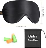 Gritin Silk Sleep Mask with Adjustable Strap and Ear Plugs view 9