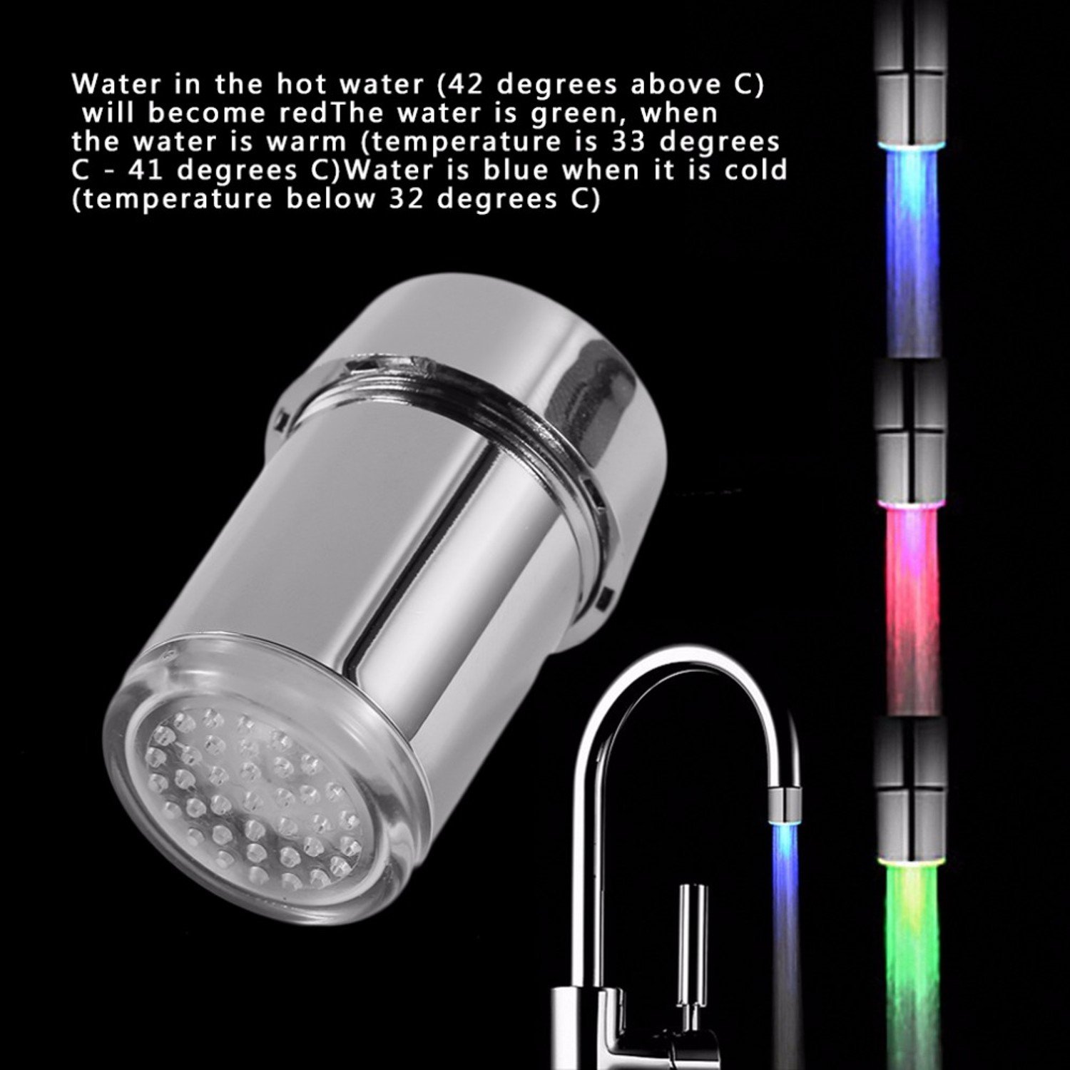 A Kitchen Sink Tap Led Light Faucet Without Adapter Staron 7 Color