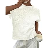 BQDCQB Womens Floral Sweater Vest Cute Cap Sleeve Tops 3D Flower Decor Knit Tank Top Loose Spring Fall Summer Clothes 2026