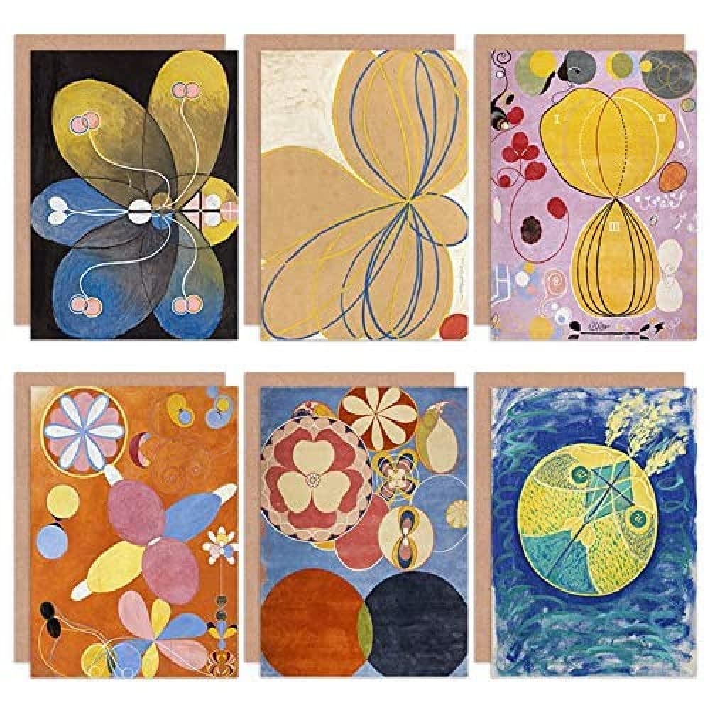 Artery8 Hilma af Klint Primordial Youth Abstract Adulthood Star Evolution Fine Art Greeting Card Pack of 6