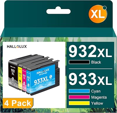 HALLOLUX 932XL 933XL Ink Cartridges 4 Pack for HP Officejet 6100 6600 6700