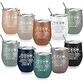 Sieral 10 Pcs Employee Appreciation Gifts for Team Bulk 12oz Thank You Tumblers Gifts for Valentines Employee Teacher Coworker Team Staff Groups Friend Women Men (Boho Color)