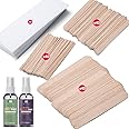 BLITZWAX 120pcs Wooden Waxing Sticks Kit for Hard Wax Hair Removal Eyebrow Large Small Wax Applicator for Lip, Brow, Face and Body Waxing, Wax Oils with 30 Wax Paper Kit - Ideal for Women Wax at-Home