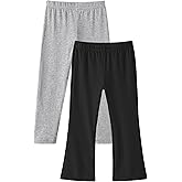 ZUEMET 2 Pack Toddler Girls Flare Pants Baby Cotton Leggings Size 18M-5T