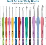 MECHEER Crochet Hooks Set 51 Pack 12 Sizes Aluminum Ergonomic Soft Handle Case view 2