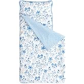 Wake In Cloud - Toddler Nap Mat with Pillow and Minky Fleece Blanket, for Kids Girls Ages 3 Plus in Daycare Preschool Kindergarten, Roll Up Sleeping Bag, Floral Flowers