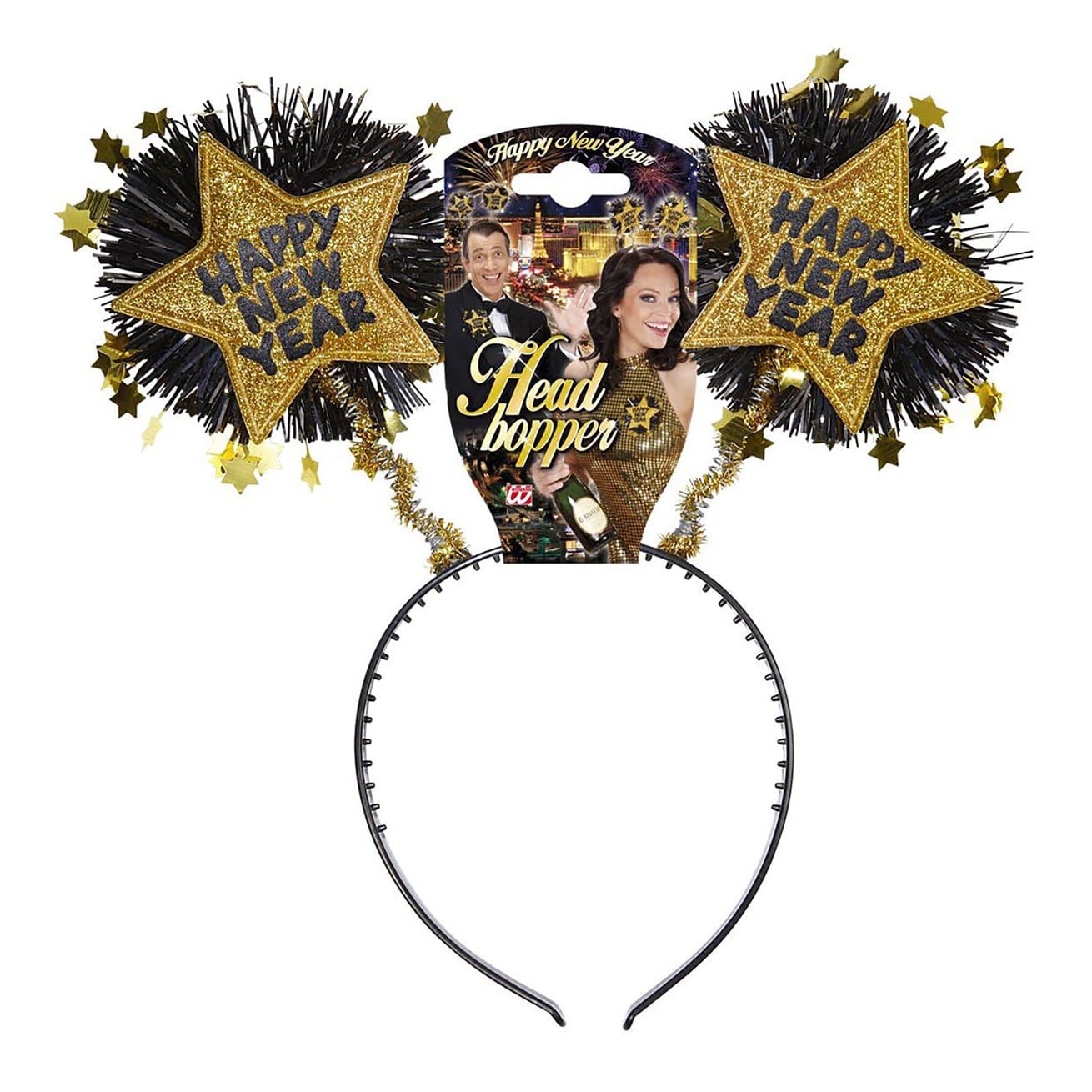 Gold Happy New Year Head Boppers Job Theme Hats Caps & Headwear for Fancy Dress Costumes Accessory