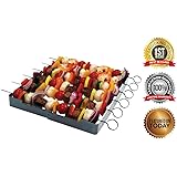 Stainless Steel-Heavy Duty, Shish Kebab 6-Piece Skewer - Shish Kabob Rack & Grill Set for ALL Meats & Vegetables-Over 2 Dozen Amazing Shish Kabob Recipes, Interlocking Shish Kabob Skewers, by MORE