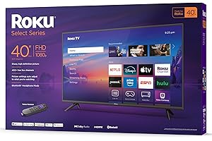 Roku Smart TV 2025 – 40-Inch Select Series, 1080p Full HD TV – RokuTV with Voice Remote – Flat Screen LED Television with Wi-Fi for Streaming Live Local News, Sports, Family Entertainment