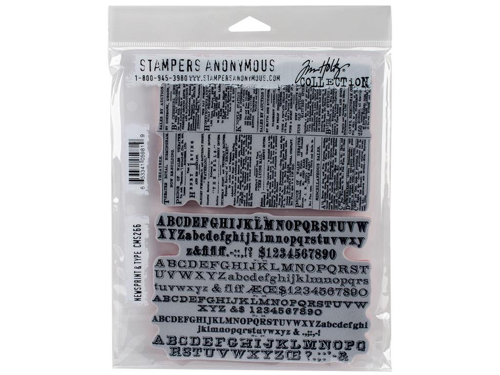 Stampers Anonymous Tim Holtz Cling Stamps 7-Inch x 8.5-Inch-Newsprint and Type