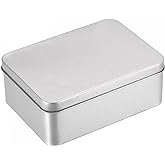 uxcell Metal Tin Box, 4.92" x 3.54" x 1.89" Rectangular Empty Tinplate Containers with Lids, Silver Tone, for Home Organizer, Candles, Gifts, Car Keys, Crafts Storage