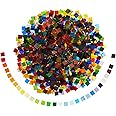 1000 Pieces of Square Mosaic Tiles for Crafts, Textured Stained Glass Pieces in 40 Assorted Colors for DIY Art Projects, Decorations, Coasters (0.4 x 0.4 x 0.1 Inches)