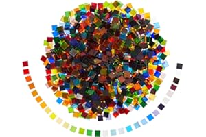BRIGHT CREATIONS Glass Mosaic Tiles, Arts and Crafts Supplies (40 Colors, 0.4 in, 1000 Pieces)
