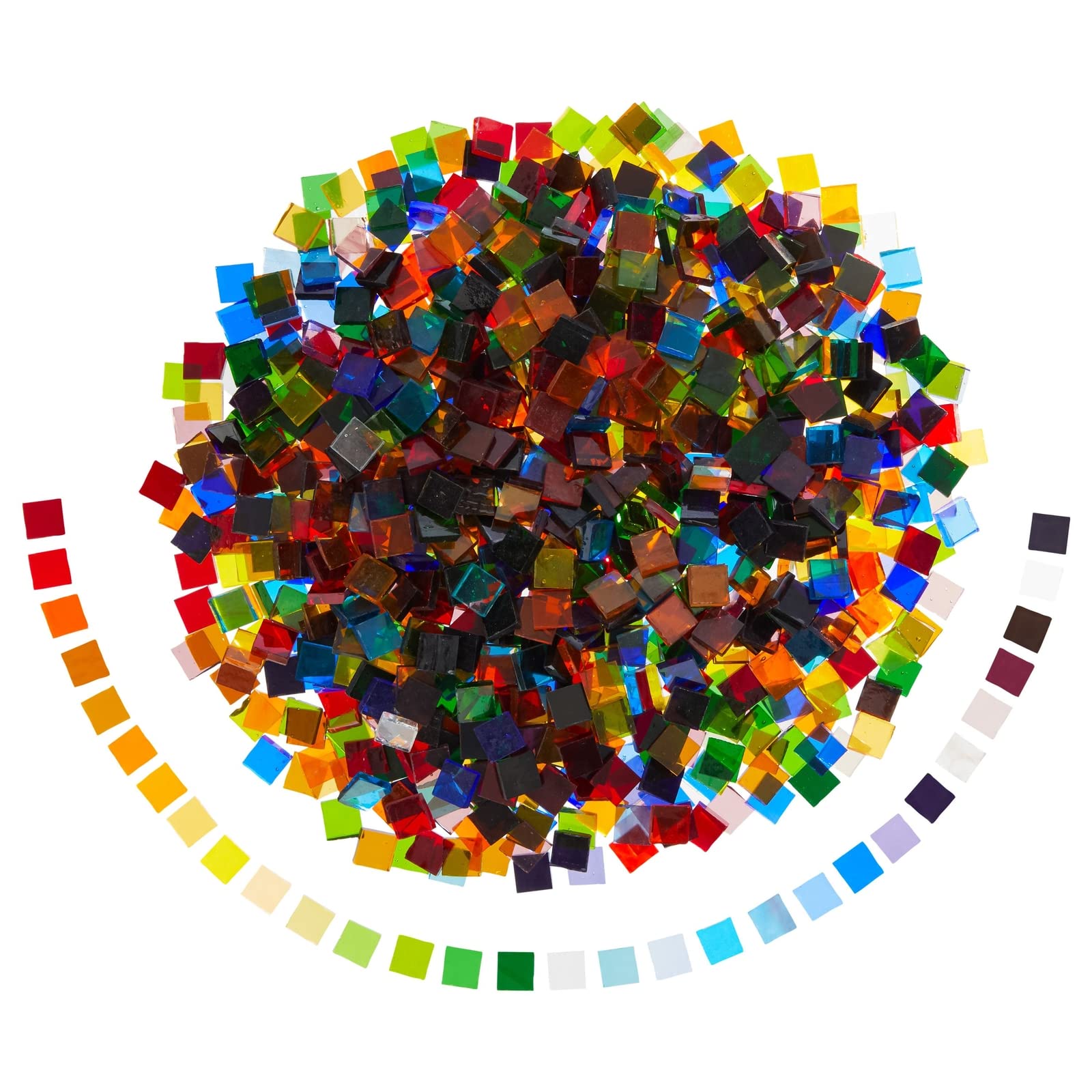 1000-Pack of Square Glass Mosaic Pieces in 40 Assorted Colours, 10 x 10 x 2.5 mm