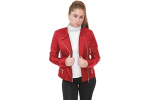 Olivia Miller Womens Faux Leather Zip Up Moto Biker Jacket