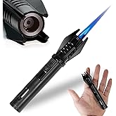 Camping Mini Torch Lighter EDC Windproof Small Lighters, 5", Without Butane | with Visual Window, Refillable Gas Pocket Tactical Jet Flame for Hiking Survival Kitchen Grill Fireplace Candle BBQ, Men Gift