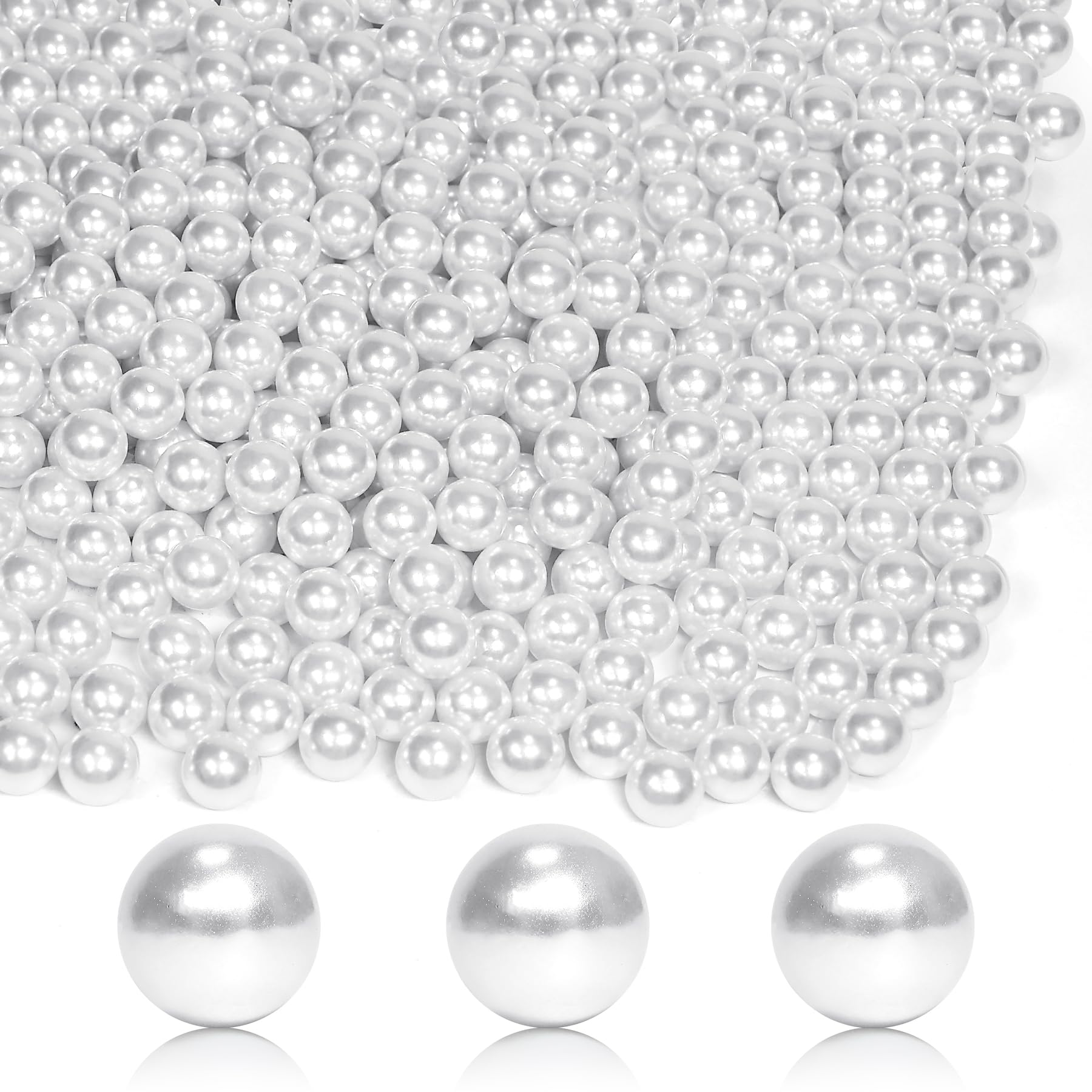 Photo 1 of 2800Pcs White Vase Filler Pearl Beads for Crafting 6mm Beads No Holes Decor Suitable for Wedding Decor, Party Decorations, Centerpiece Table Decorations
