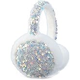 LUCKYBUNNY Kids Girls Sequins Knit Earmuffs for Women Winter Warm Plush Ear Muffs Cold Weather Ear Warmer for Outdoor